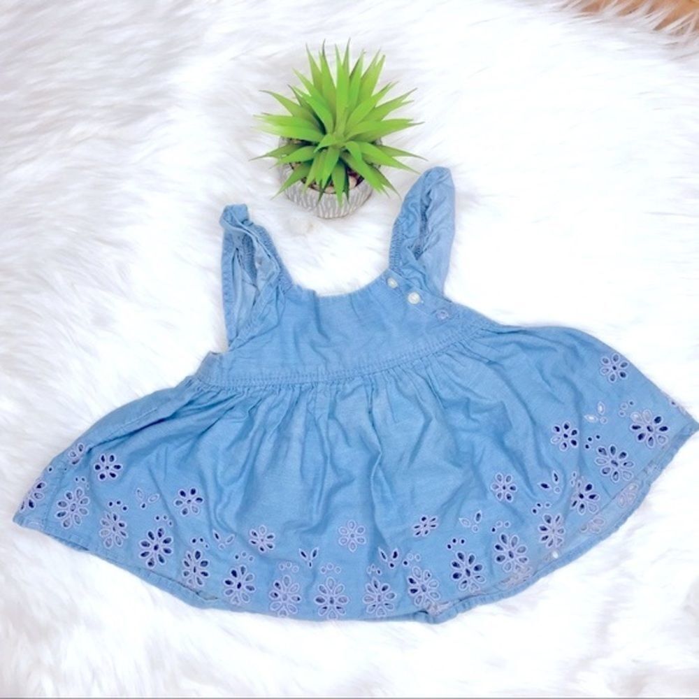 GAP Girls Chambray Eyelet Ruffle Top